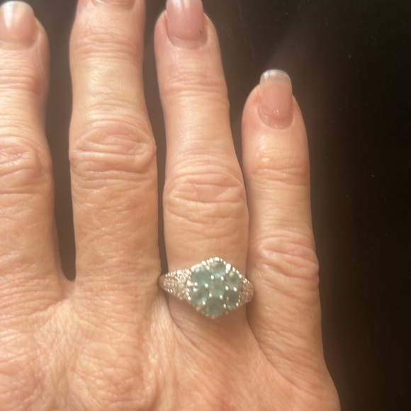 Premium, Rare, Grandidierite, White Zircon Floral Ring.  NWT - Picture 7 of 8